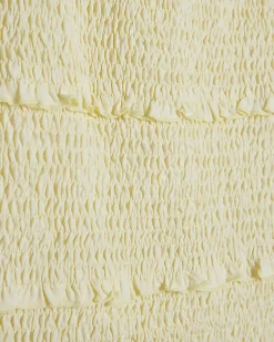 Yellow Sleeveless Shirred Broderie Top