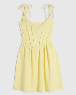 Yellow Tie Shoulder Corset Mini