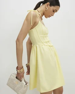 Yellow Tie Shoulder Corset Mini